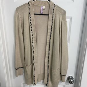 Francesca's Collections Cream Cardigan with Black Accents